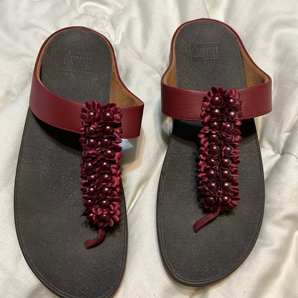 Flip-flops burgundy size 11 woman warm one time